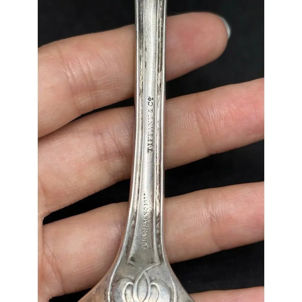 Tiffany & Co Henry Hebbard Antique Coin Silver Oriental Pattern Serving Spoon